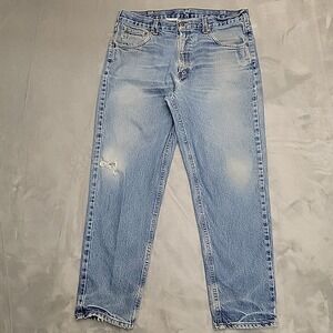 VTG Carhartt Jeans Mens 36x30 Blue B17 Relaxed Fit Denim Workwear Faded Distress